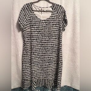 Garnet Hill Black & White Patterned Midi Dress